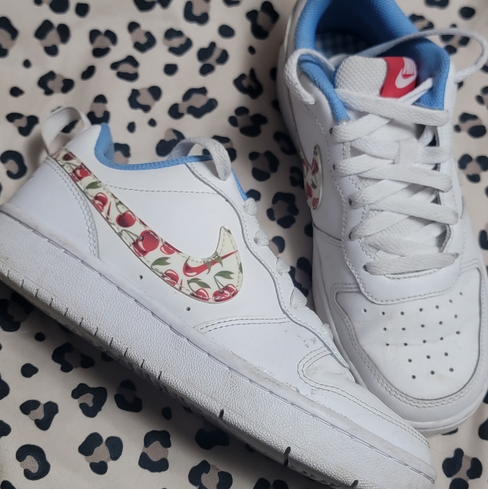 Nike White Sneakers with Cherry Design